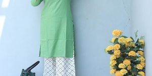 Ladies Green Rayon Palazzo Suit