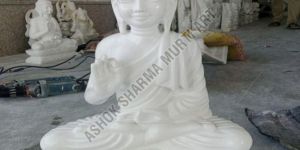 12 Inch White Marble Buddha Statue