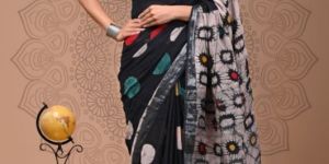 Ladies Printed Linen Saree with Blouse Piece