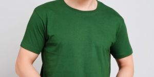 Mens Plain Green Round Neck T-Shirts