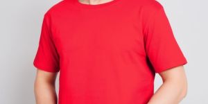 Mens Plain Red Round Neck T-Shirts