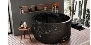 Round Black Marble Bath Tub