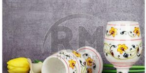 white marble wine glass set