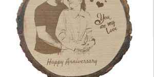 7 Inch Engraved Couple Wooden Round Photo Frame