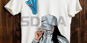 Ladies White Printed Cotton Round Neck T-Shirt