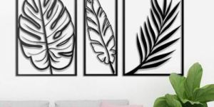 Monstera Leaves Frame Metal Wall Art