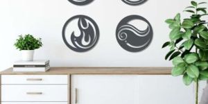 Four Nature Symbol Metal Wall Art