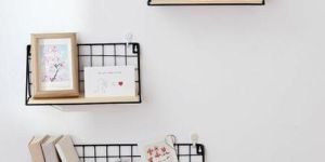 Set OF 3 Iron Mesh Basket Shelf Wall Mounted Storage Rack