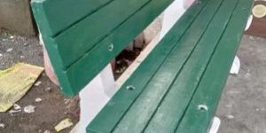 3 Seater Green & White Cement Bench