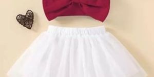 Baby Girls Maroon Cotton Blend Solid Top & Skirt Set