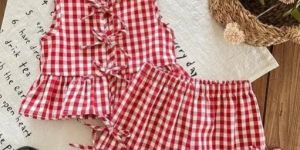 Baby Girls Red White Checkered Dress