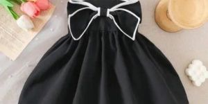 Girls Black Rayon Korean Style Frock