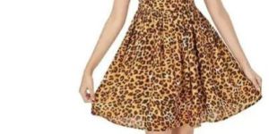 Girls Crepe Leopard Printed Frock