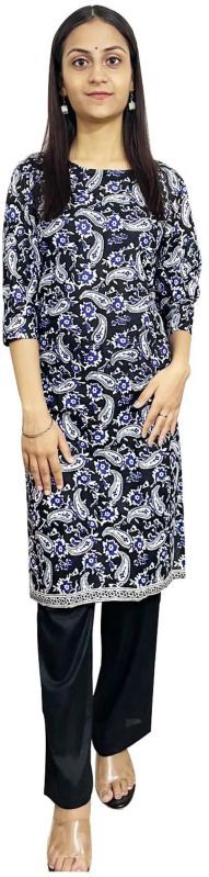 Women Grey Printed Cotton Kurti