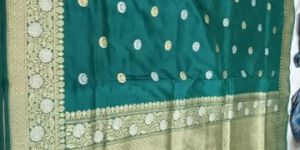 Bottle Green Zari Butti Banarasi Silk Saree