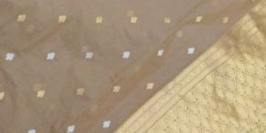 Brown Zari Border Organza Silk Saree