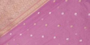 Pink Golden Zari Border Organza Silk Saree
