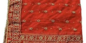 Georgette Red Wedding Bridal Dupatta, Embroidery