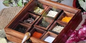9 Compartment Wooden Spice Box