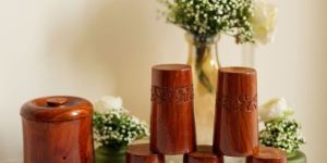 Handcrafted Sheesham Wood Jug and Glass Set