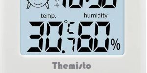 Themisto TH-HTC5 Digital Hygrometer Humidity Meter With Clock LCD Display