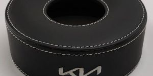 Kia Black PU Leather Round Tissue Box