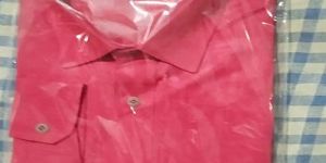 Cotton Plain Mens Pink Full Sleeves Shirt