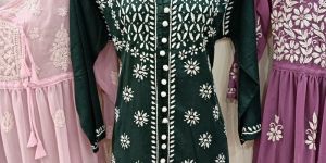 Lucknowi Chikankari Short Kurti