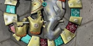 Round Handmade Ganesh Flute Wall Art