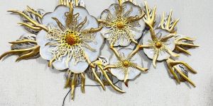 Handmade Golden Petal Bloom Metal Flower Wall Art