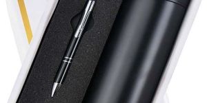 Black Metal Pen And Temperature Bottle Corporate Gift Set