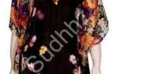 Ladies Black Printed Kaftan