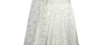 Off-white Embroidered Georgette Trail Gown