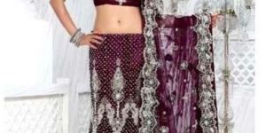 Wine Bridal Embroidered Lehenga Choli