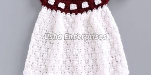 Usha - Short Sleeves Flower Crochet Dress with Headband & Booties - Maroon