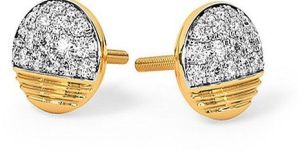 Round Yellow Gold Natural Diamond Stud Earrings