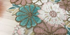 Multicolor Embroidered Beaded Table Runner