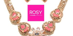 Rose Gold American Diamond Necklace Set