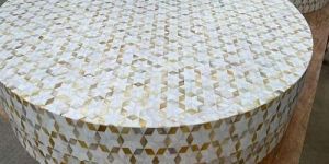 Bone Inlay Round Coffee Table Top