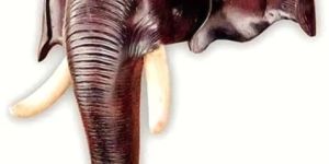 wooden elephant head wall hanging