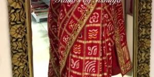 Red Gharchola Saree In Rich Zardozi