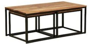 Natural Finish Wood Coffee Table Set