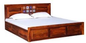 Solid Wood King Size Bed with Storage