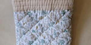 Mint Green Cotton Printed Baby Quilt