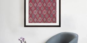 Moroccan Red Ajrakh Printed Textile Wall Art (25