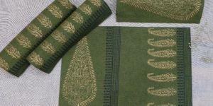 Set OF 6 Olive Cotton Canvas Hand Block Printed Table Mats