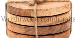 Plain Wooden Tea Coaster Set