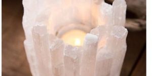 Semi Precious Stone Selenite Candle Stand