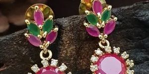 Elite Women AD Multicolour Stone Gold Plated Earrings