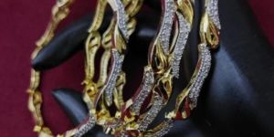 Elite Women AD Stone Gold Polish Bangle